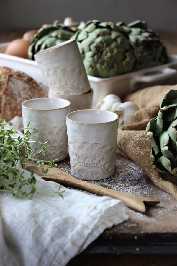 Majas Cottage Boho Mini Becher Happiness, Espresso Tasse Mandala, Vintage weiß